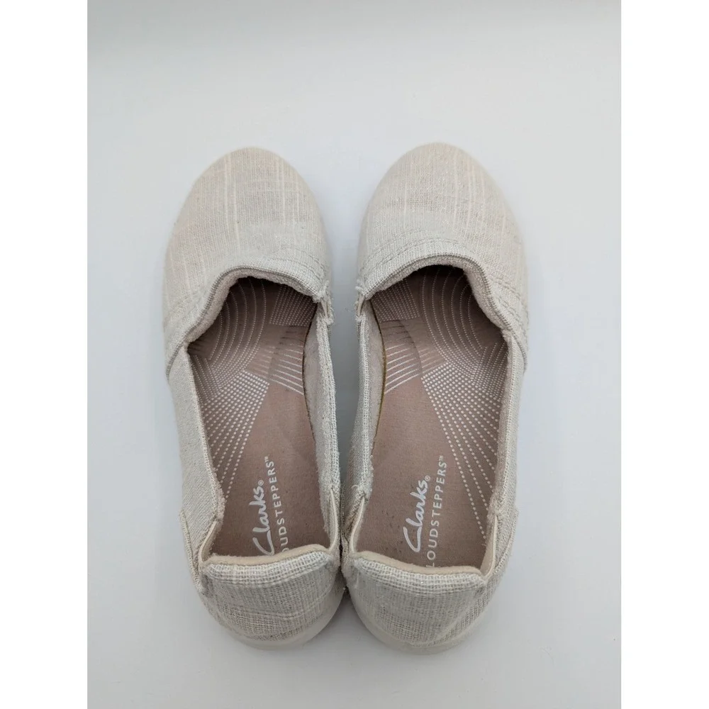 Clarks Cloudsteppers Womens 8.5 M Stone Metallic Textile‎ Slip On Loafers